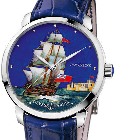 Review Ulysse Nardin 8150-111-2 / CAESAR Classico Enamel HMS Caesar White Gold replica watch - Click Image to Close